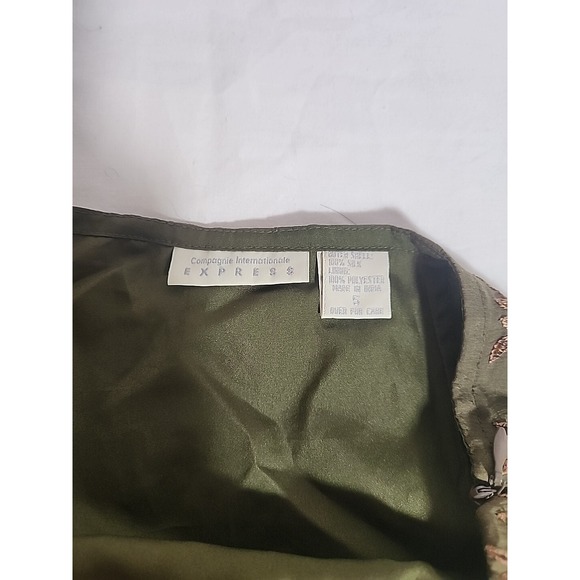 Express Skirt Womens 5 Green Embroidered Beaded Sequin Silk Boho Vintage - Picture 4 of 8